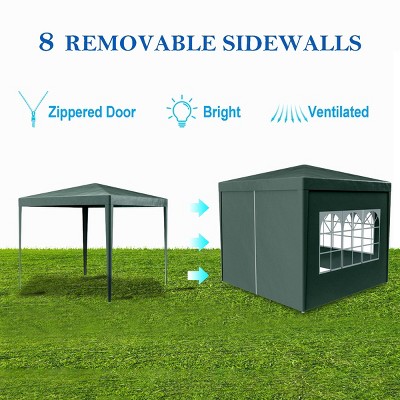 Outdoor 10×10 FT Party Tent, Heavy Duty Gazebo Wedding Canopy with Removable Walls and Hoop Fasteners, Gazebo with Windows-Coolbibila
