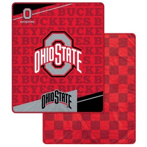 NCAA Ohio State Buckeyes Diagonal Ghost Checker Double Sided Blanket - 1 of 3