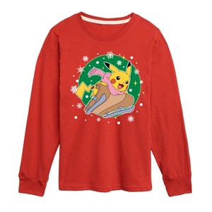 Boys' - Pokémon - Pikachu Sled Long Sleeve Graphic T-Shirt - 1 of 4