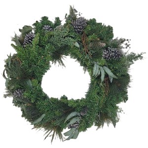 30-in Pre-Lit Artificial Natural Christmas Wreath 50 LED Lights Battery Operated - 1 of 3