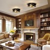 DORESshop 12.6 in. 3-Light Farmhouse Matte Black Flush Mount Ceiling Light with No Bulbs Included - 3 of 4