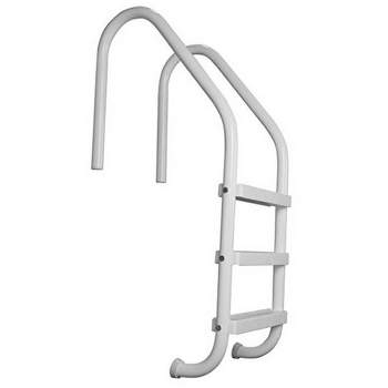 Saftron 3 Rung Step Ladder Metal Swimming Pool Handrail with Polymer Coat Finish for Fresh and Saltwater Inground Pool, White