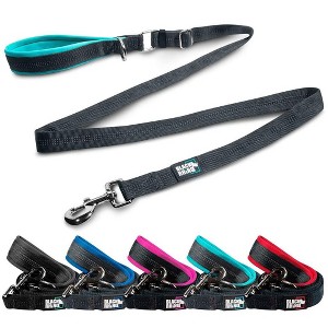 Black Rhino Dog Leash 3-5 ft Adjustable Length, Neoprene Handle & Reflective Stitching - Aqua - 1 of 4