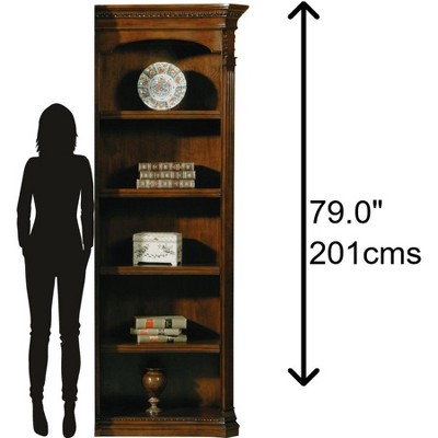 Old World Walnut Burl Tall Adjustable Wood Bookcase