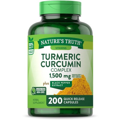 Nature's Truth Turmeric Curcumin with Black Pepper Extract | 1500mg | 200 Capsules