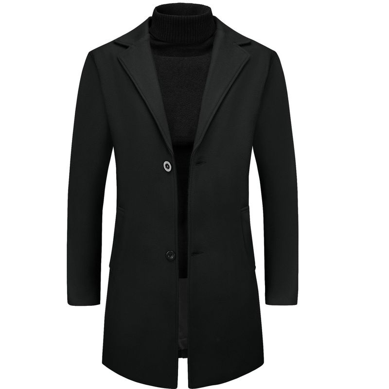 Lars Amadeus Men's Winter Notched Lapel Single Breasted Mid-Length Overcoat, 1 of 7