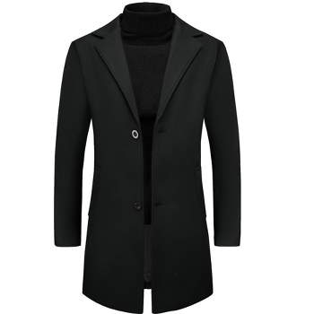 Lars Amadeus Men's Winter Notched Lapel Single Breasted Mid-Length Overcoat