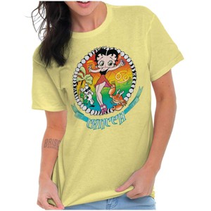 Betty Boop Cartoon Cancer Zodiac Sign Womens Graphic T Shirt Tees Brisco Brands - 1 of 1