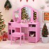 Infans Kids Vanity Table & Chair Set 2-in-1 Princess Pretend Play Makeup Vanity Set - 4 of 4
