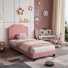 Twin Size Velvet Bed Frame, with Soft Corduroy Upholstered, Durable Wooden Slats and Noise Free Support, No Box Spring Needed, Pink - 3 of 4