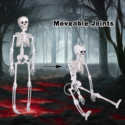 FUN LITTLE TOYS 3PCS Halloween Decorations Hanging Skeleton with Movable Posable Joints, Spooky Plastic Skeleton for Yard Garden