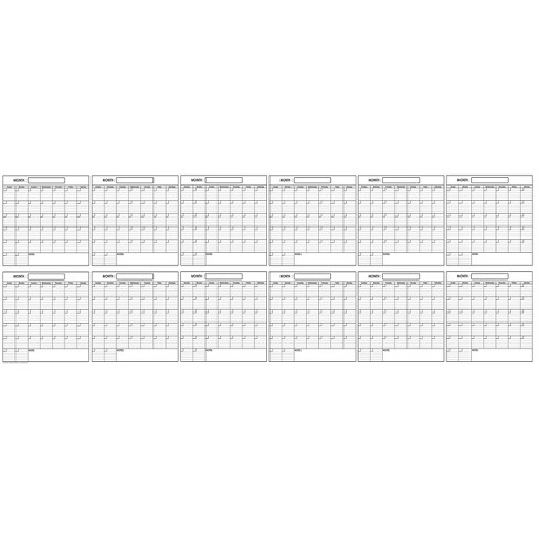 Undated 12-month Blank Jumbo Wet & Dry Erase Laminated Horizontal Wall  Calendar 36