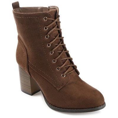 Journee Womens Baylor Lace Up Stacked Heel Booties