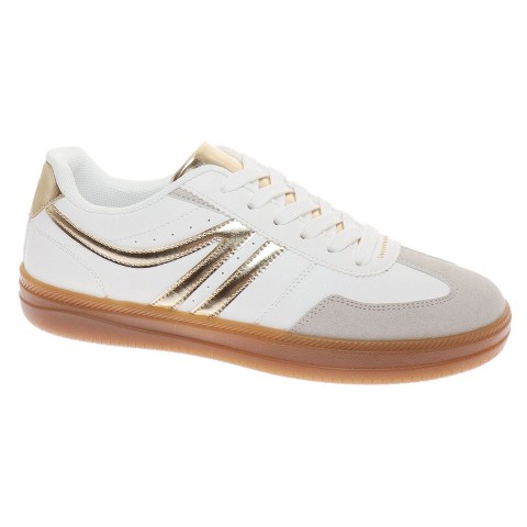Женские кроссовки Outwoods Womens Giana-2 Lace Up Fashion Sneakers, Gold Combo (8)
