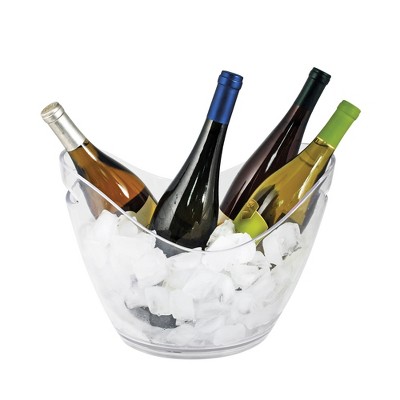 True Ice Bucket Holder Chilling Tub for Indoor and Outdoor Use Holds 4 Wine Bottles, 10.25", Clear