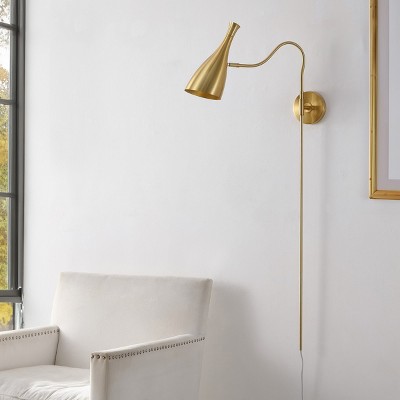 Hellene Brass Swing Arm Wall Sconce with Pivoting Head
