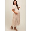 Pinkblush Cream Embroidered Smocked Maternity Midi Dress - 3 of 4