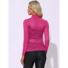 Allegra K Women's See-Through Long Sleeve Turtleneck Sheer Floral Lace Blouse - 4 of 4