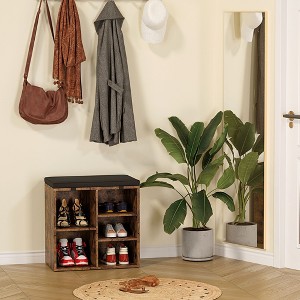 Acekool Shoe Bench with 10/5 Adjustable Shelves & Removable Cushion, Entryway Storage Organizer for Bedroom, Hallway - 1 of 4