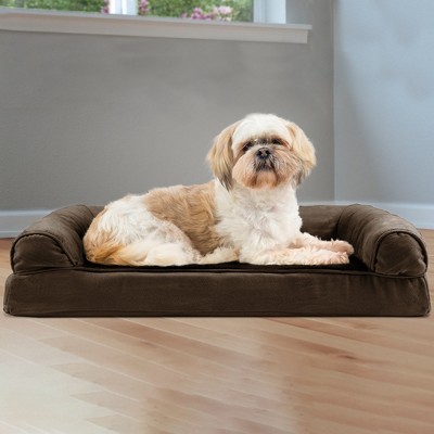 Medium Espresso Orthopedic Foam Suede Pet Sofa Bed