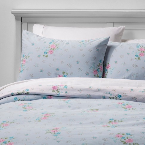 Twin Twin Extra Long Lily Rose Duvet Cover Set Blue Simply
