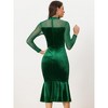 Allegra K Women's Bodycon Elegant Velvet Sheer Mesh Mock Neck Midi Cocktail Dresses - 3 of 4