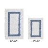 Hotel 2 PC Bath Rug 100% Premium Cotton Tufted Weave Two Tone Reversible Bathroom Rug, Super Soft Absorbent, Machine Washable Bath Mat - 2 of 4
