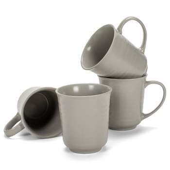 Elanze Designs Grey Matte Glaze Finish 17 ounce Stoneware Coffee Cup Mugs Set of 4