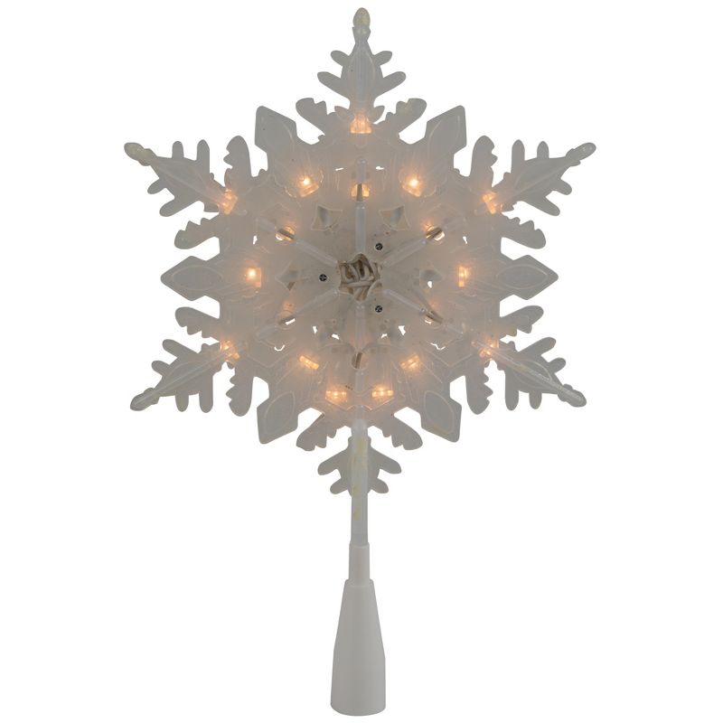Northlight 10" Lighted White Frosted 3-D Snowflake Christmas Tree Topper - Clear Lights, 5 of 8