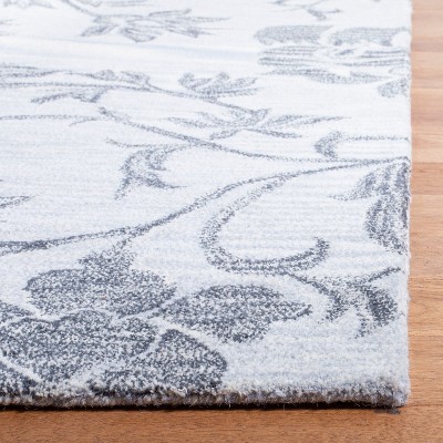 Gray and Black Hand-Tufted Wool Floral Area Rug 2' x 3'