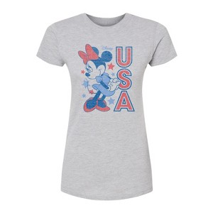 Women's Disney Minnie USA Fitted Graphic T-Shirt - Heather Grey - 2 X-Large - 1 of 3