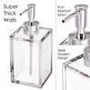 Clear Acrylic Refillable Soap Dispenser with Rust Proof Stainless Steel Pump, Modern Square Liquid Hand Soap Dispenser 12 oz, - Elavain - 3 of 4