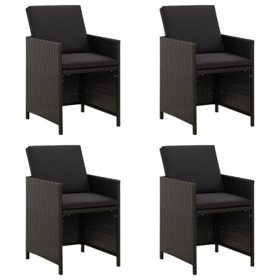 Patio Chairs with Cushions 4 pcs Poly Rattan Black vidaXL