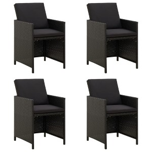 Patio Chairs with Cushions 4 pcs Poly Rattan Black vidaXL - 1 of 4