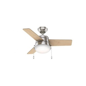Hunter 36" Aker Lighted Ceiling Fan Brushed Nickel with American Walnut Blades - 1 of 4