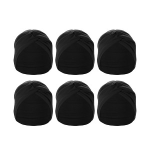 Unique Bargains Women's Yoga Elastic Knotted Headbands 6.89" Wide Black 6 Pcs - 1 of 4
