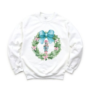Simply Sage Market Women's Graphic Sweatshirt Nutcracker Wreath Coquette - 1 of 4