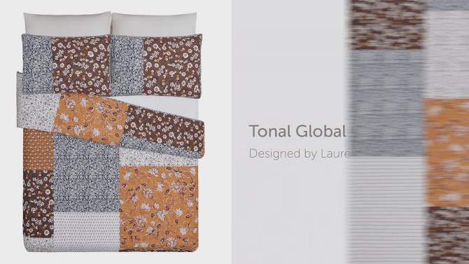 3pc Tonal Global Quilt Set Brown - Laurel & Mayfair, 2 of 8, play video