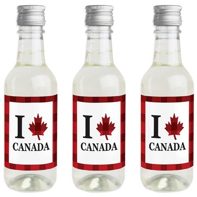 Big Dot of Happiness Canada Day - Mini Wine and Champagne Bottle Label Stickers - Canadian Party Favor Gift for Women and Men - Set of 16