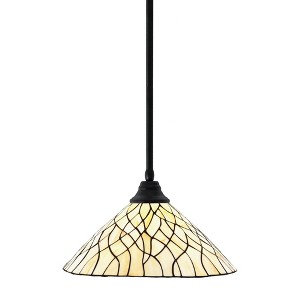 Toltec Lighting Any 1 - Light Pendant in  Matte Black with 16" Sandhill Art Glass Shade - 1 of 1