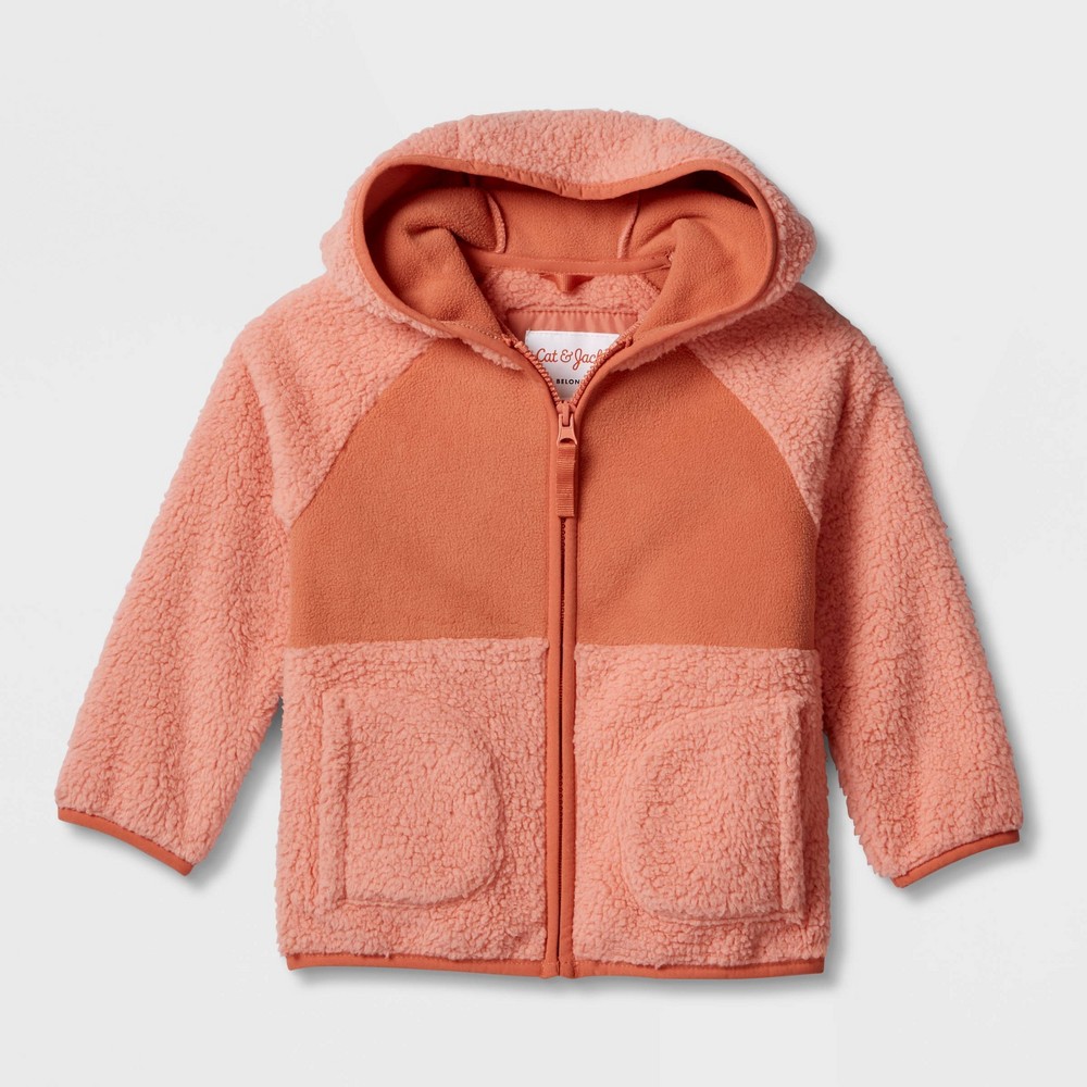 Toddler Long Sleeve Fleece Jacket - Cat & Jack Coral Pink 3T