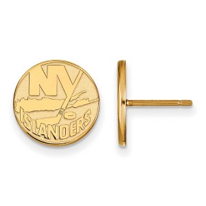 Black Bow Jewelry 14k Yellow Gold New York Islanders NHL Stud Earrings - 1 of 3
