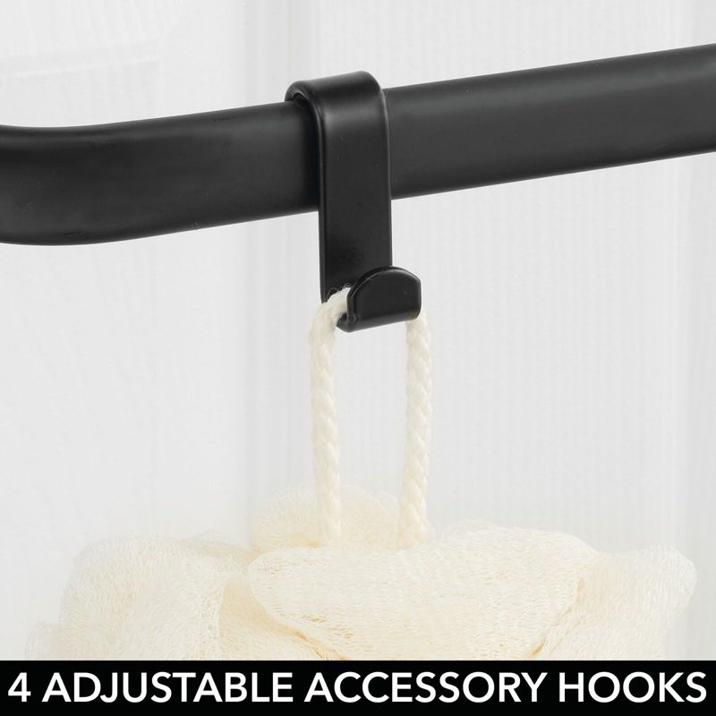 mDesign Metal Over Shower Door Towel Rack Holder for Bathroom, 3 Hooks, 5 of 8