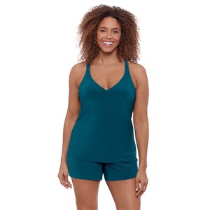 Aqua Green, Women's Y-Back Tankini - 1 of 3