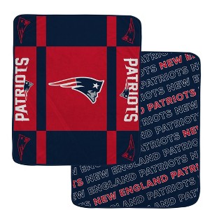 NFL New England Patriots Reverse Block Wordmark Double Sided Blanket - 1 of 1