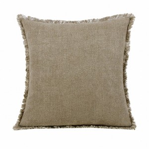 HomeRoots 20" X 20" Tan And Ivory Linen Zippered Pillow - 1 of 4