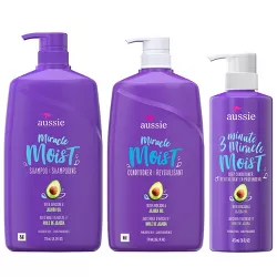 Aussie Miracle Moist Bundle Pack with Shampoo, Conditioner, and 3 Minute Miracle Treatment - 68.4 fl oz