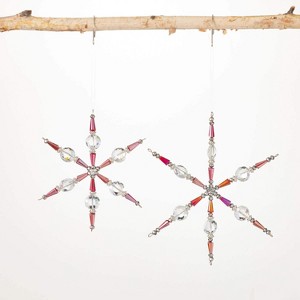 Beaded Snowflake Ornament Multicolor 7"H  Set of 2 - 1 of 2