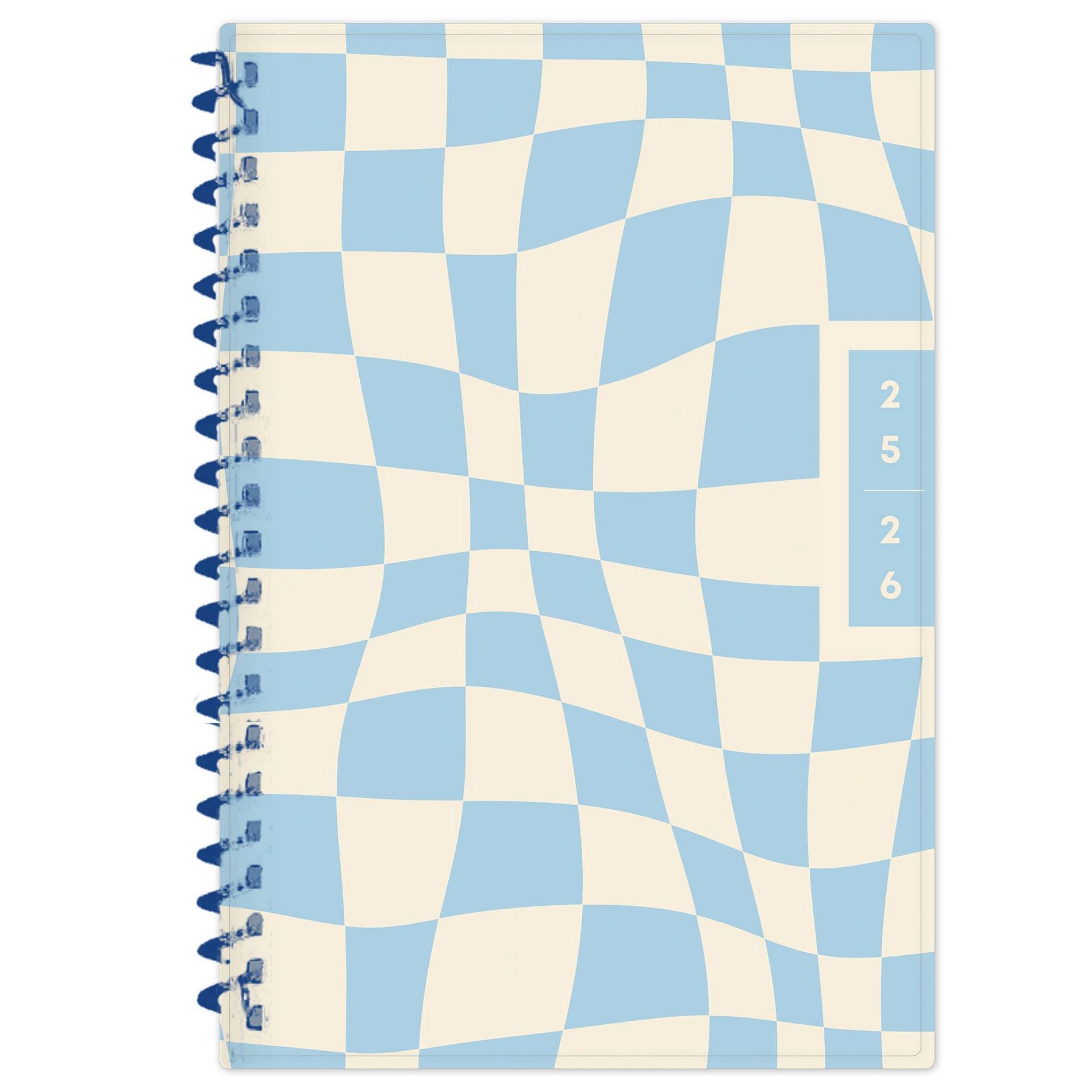 Blue Sky 5"x8" 2025-2026 Weekly/Monthly Spiral Planner Printed Dylan Blue Check Swirl