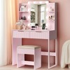 ChicFurnit Vanity Tables Makeup Vanity Desk Vanity Table Set Dressing Table with Square Mirror for Bedroom, Pink, 33.15"*15.6"*52.85" - 3 of 4